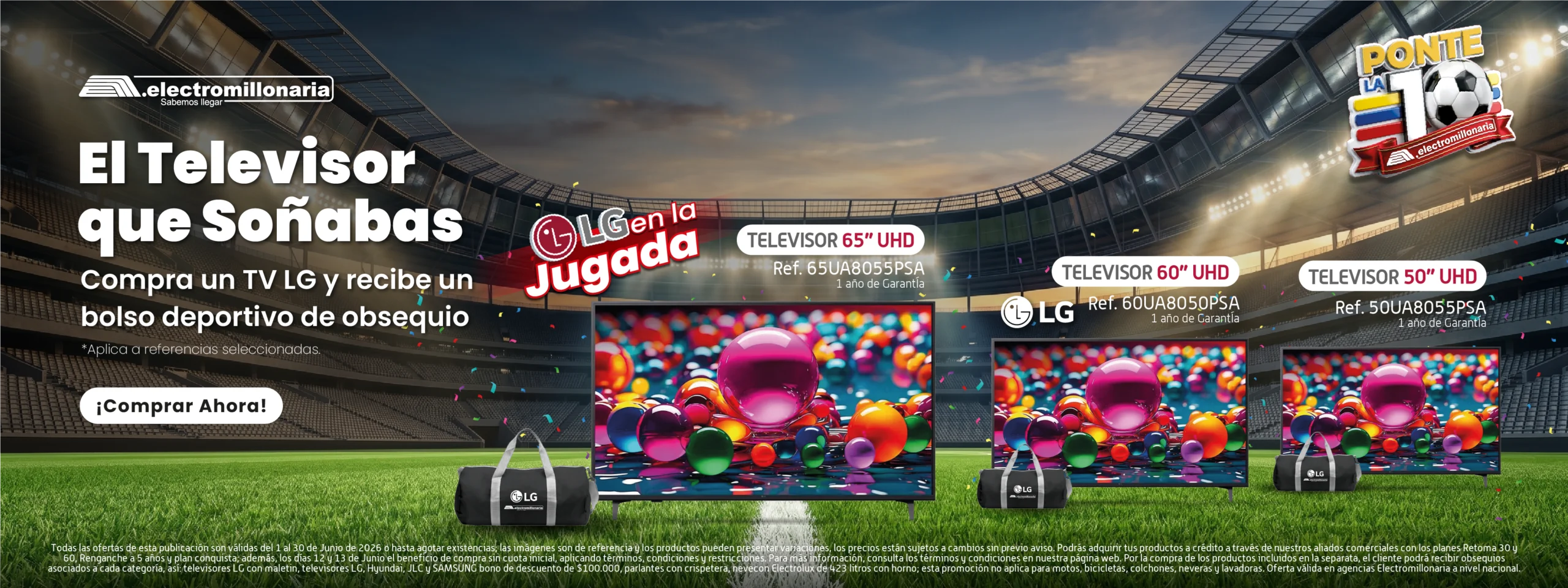 Compra un TV LG y recibe un bolso deportivo de obsequio